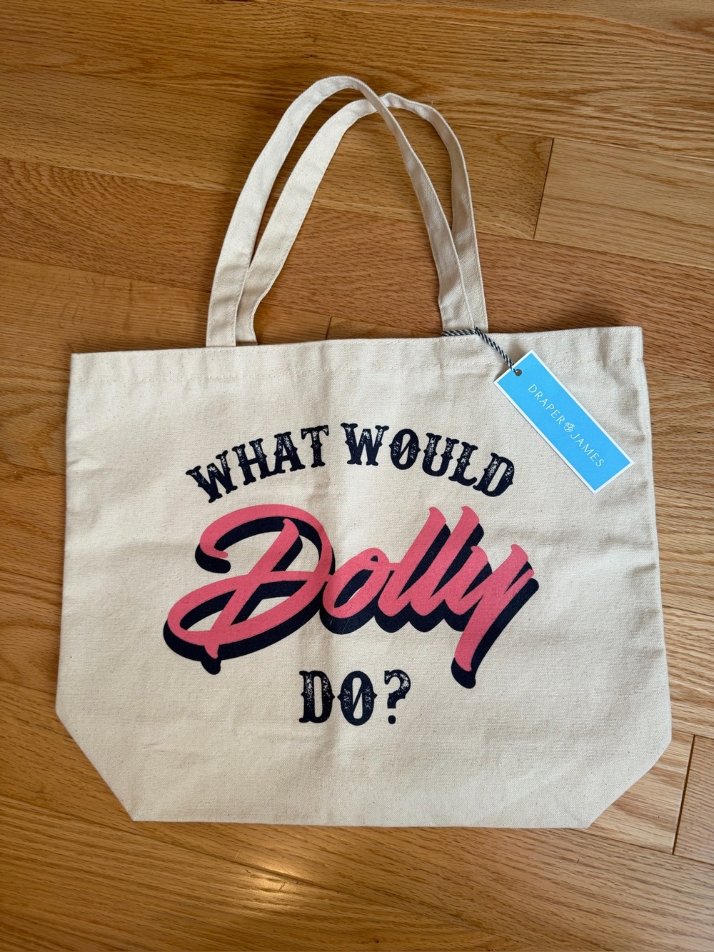 NWT Draper James "What Would Dolly Do?" Canvas Tote Bag - Brand New!